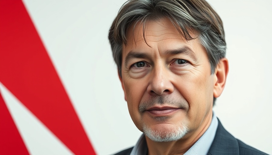 Middle-aged man portrait with red graphic background related to senior living properties investment.