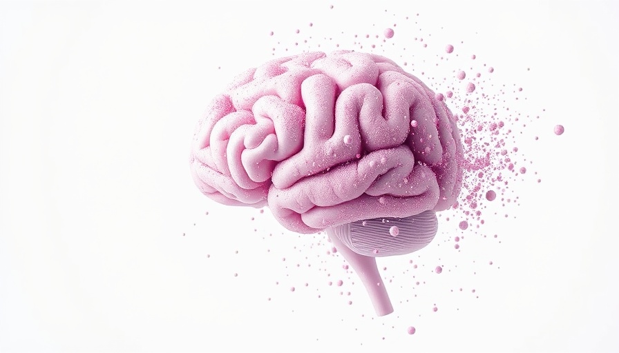 Abstract brain dissolving into particles, symbolizing cognitive decline related to obesity and Alzheimer's.