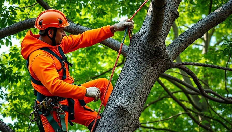 Tree care services in Springfield IL with arborist climbing a tree.