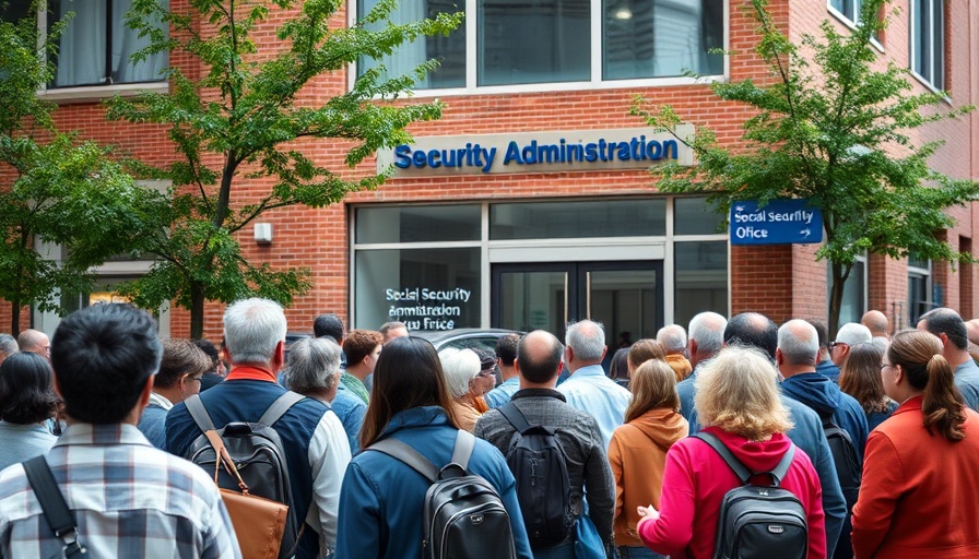 Social Security Administration office with people in line raises data security concerns.