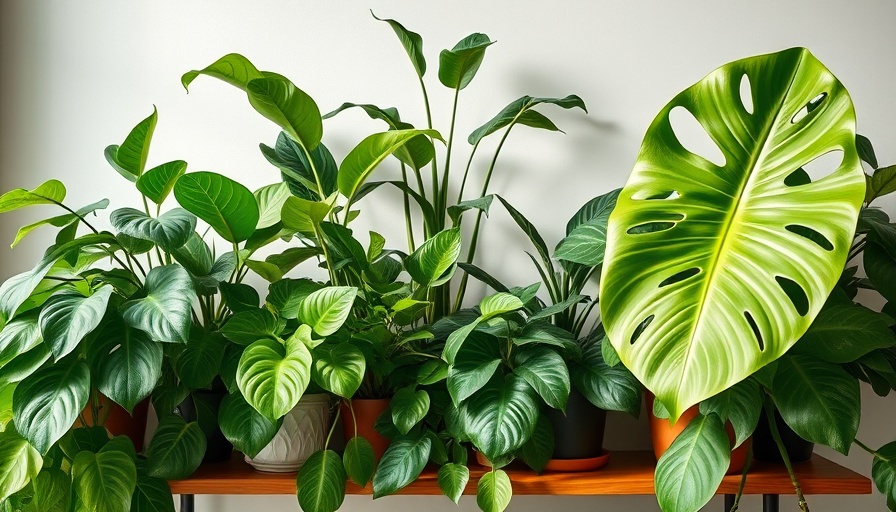 Lush houseplants on a wooden shelf, perfect for magical witches' homes.