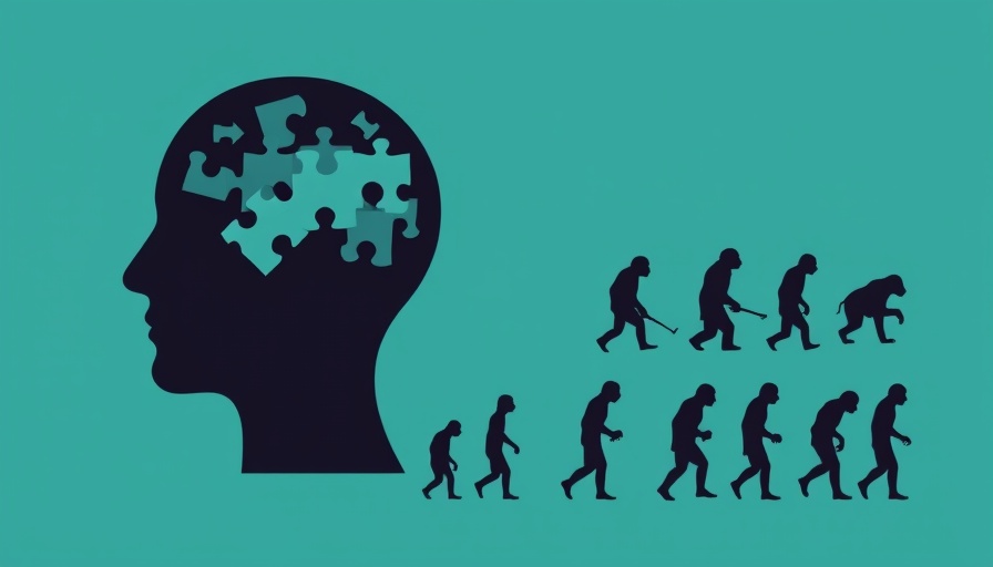 Conceptual image of autism and human evolution with puzzle pieces in head