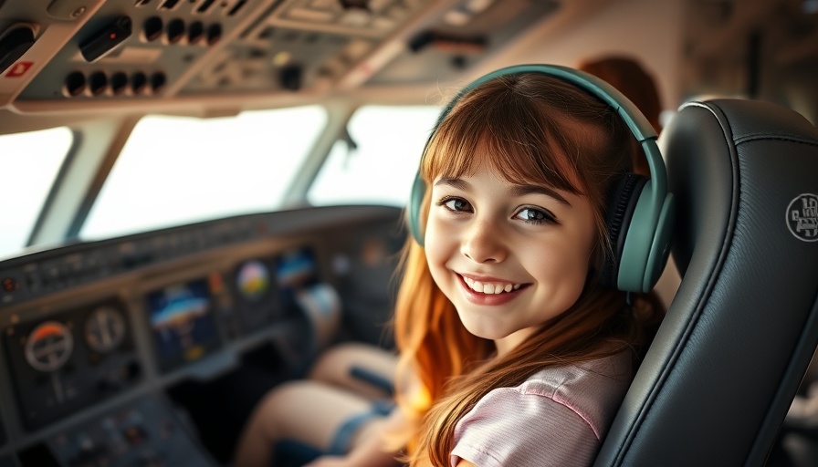 Autism-friendly travel Ontario: young girl in airplane cockpit.