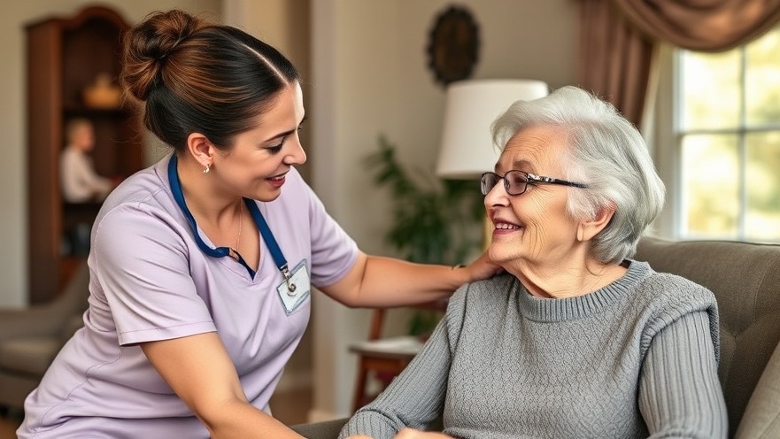 Home caregiver supports a senior woman in Muskegon, emphasizing home care benefits.