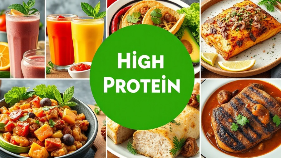 7 day high protein diet meal plan with assorted dishes.