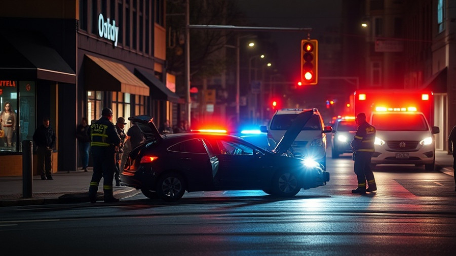 Santa Monica pedestrian safety highlighted in nighttime accident scene.