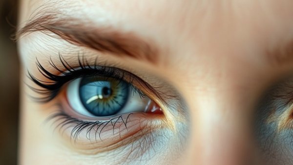 Close-up eye with cracked texture, dry skin concept, seasonal skincare tips.