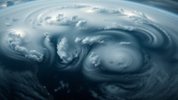 Satellite image of Southern California storm highlights evacuation warnings.