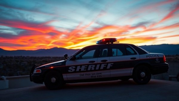 Sheriff vehicle at sunset highlighting Domestic Violence Prevention in Southern California.
