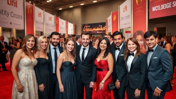 Group of people posing at event, Reiner family tragedy context.