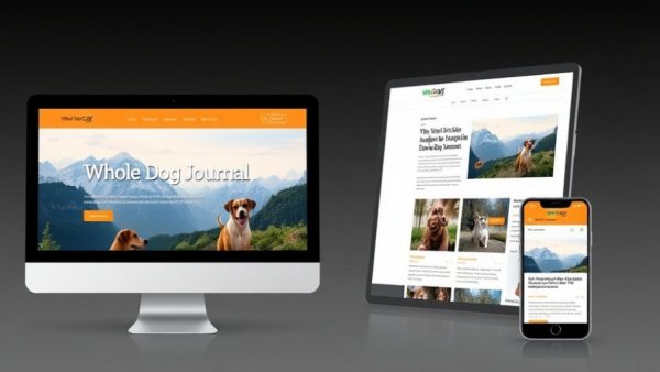 Responsive whole dog journal website displays on multiple devices.