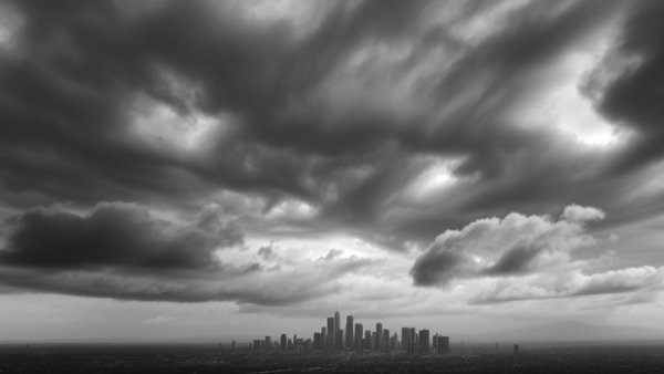 Cloudy sky over Los Angeles indicating Christmas storm forecast.