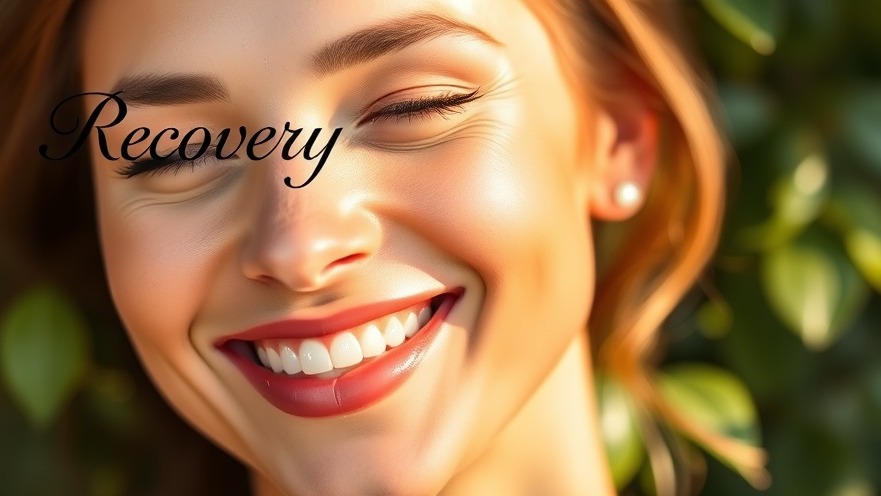 Close-up of a smiling woman glowing with skin healing products, highlighting antioxidants post-laser.