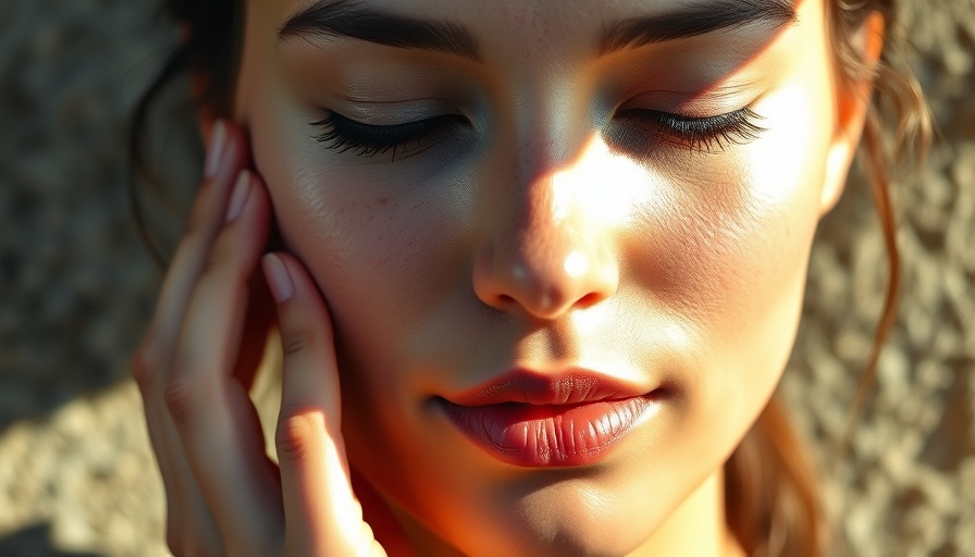 Get Glass Skin: Woman with radiant skin gently touches her face.