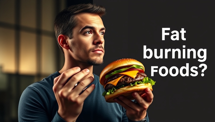 Man pondering fat burning foods while holding a burger.