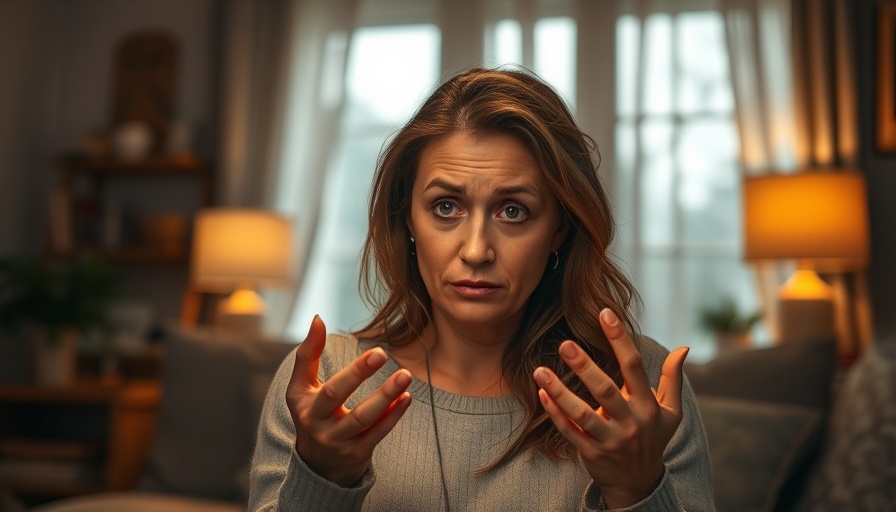 Stressed woman managing stress in cozy home setting for weight loss.