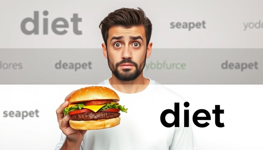 Confused man with burger thinking about foods that burn fat.