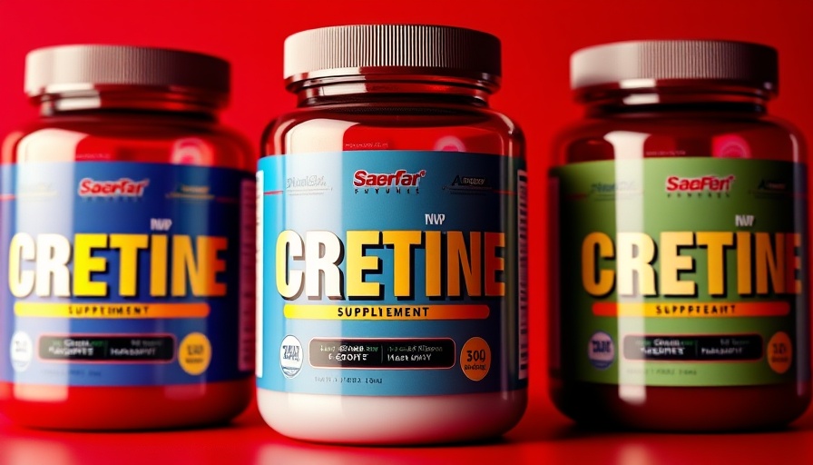 Creatine supplement jars in striking red background.
