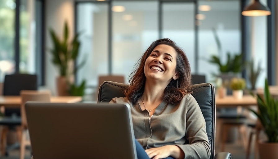 Woman experiencing sciatic nerve pain relief at her office.