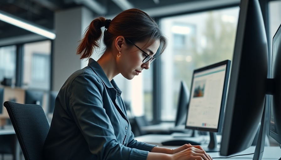 Poor posture in office affecting spine health, modern office setting.