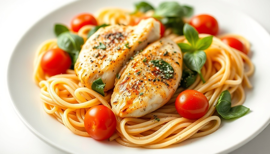Healthy Chicken Scampi recipe with vibrant pasta and vegetables.