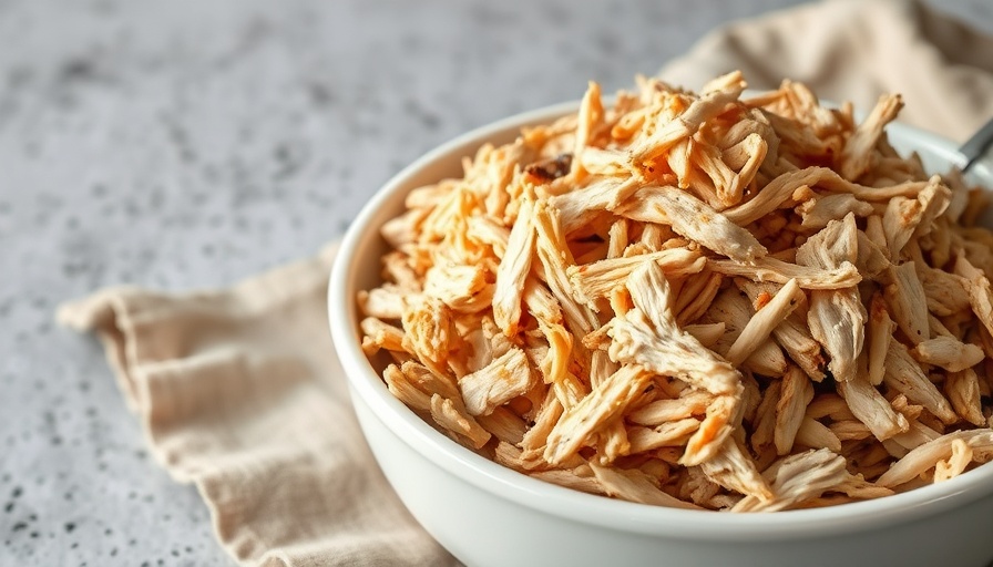 Tender shredded chicken in a bowl, Instant Pot Shredded Chicken.