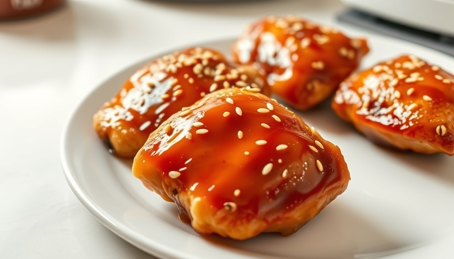 Air Fryer Honey Chicken Thighs with sesame seeds.