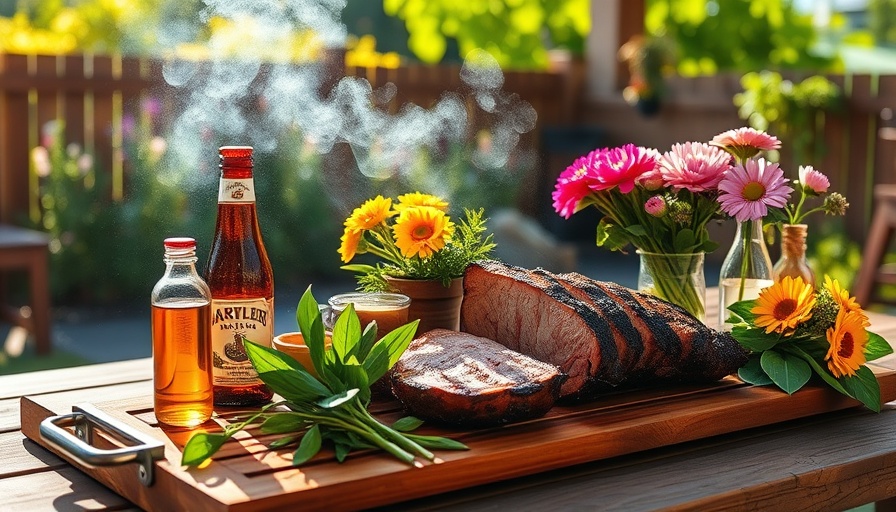 Ultimate Spritzing Guide: Barbecue setup with brisket and spritz bottles.