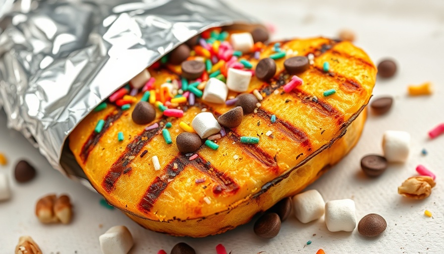 Grilled banana dessert with sprinkles and chocolate chips, Grilled Bananas Recipe.