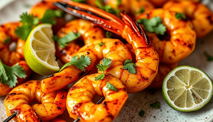 Delicious tandoori shrimp recipe with lime and cilantro.