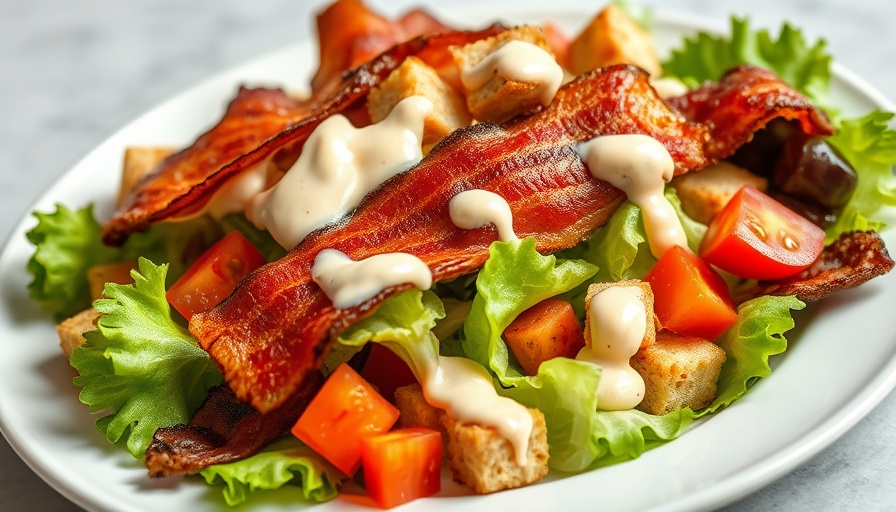 Grilled BLT Salad with Bacon Jerky, fresh and appetizing.