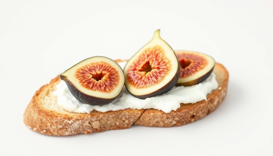 Dairy-free coconut cashew cream cheese on baguette with figs.