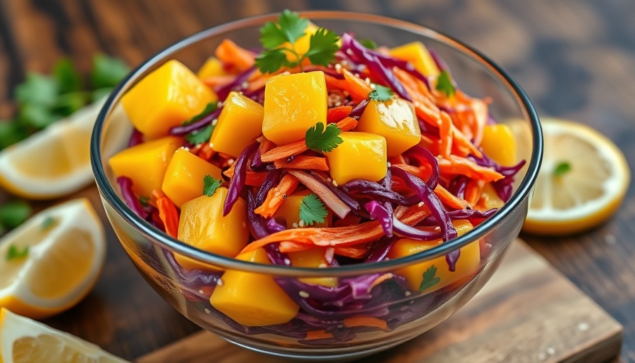 Colorful Asian fruit salad recipe with mango and oranges.