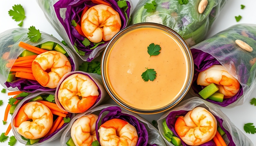 Colorful shrimp summer rolls recipe with peanut sauce.