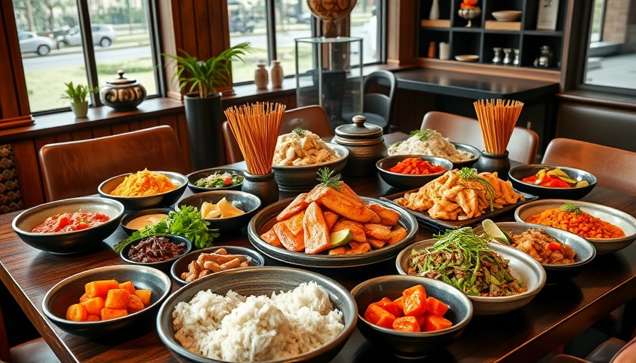 Authentic Korean restaurant dining experience with vibrant traditional dishes.