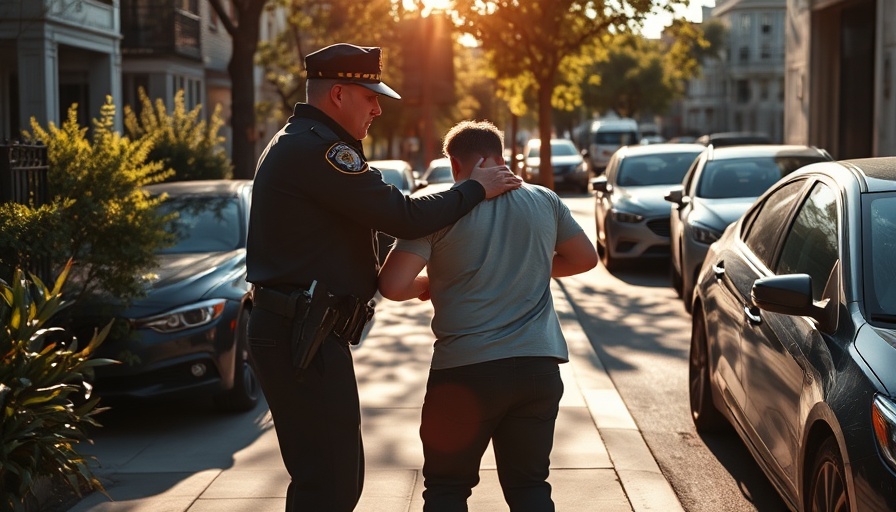Law enforcement detaining person on sidewalk during ICE raids.