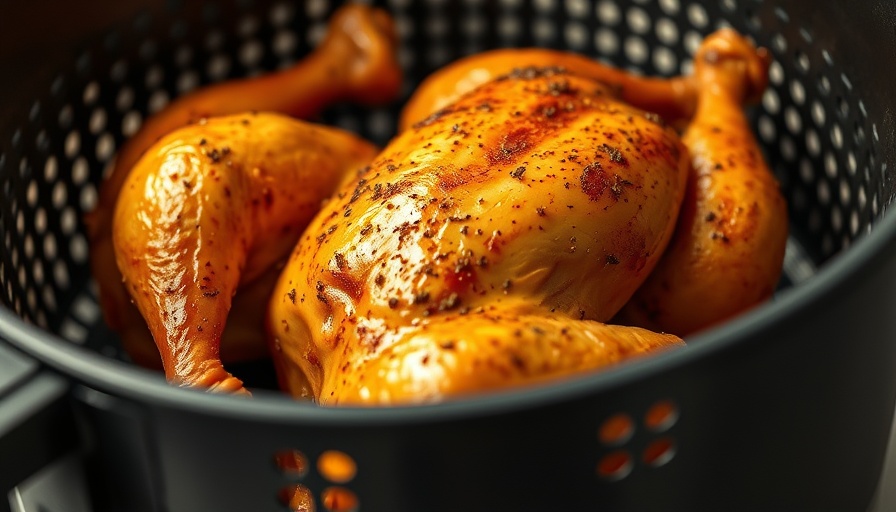 Golden Cornish hens in air fryer basket, crisp skin, perfect cook.