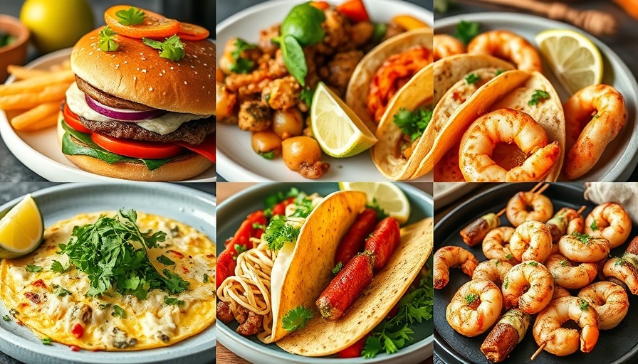 High Protein Diet Meal Plan collage with appetizing dishes.