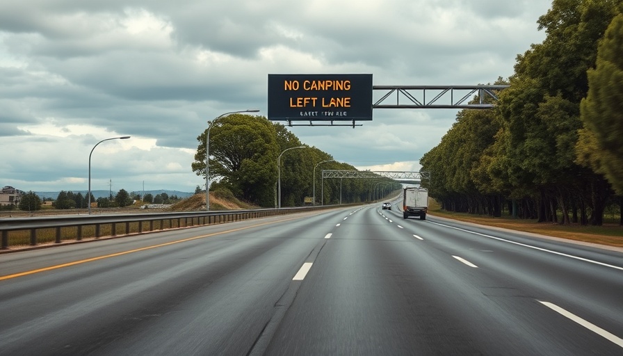 California left lane cruising reminder with highway sign.