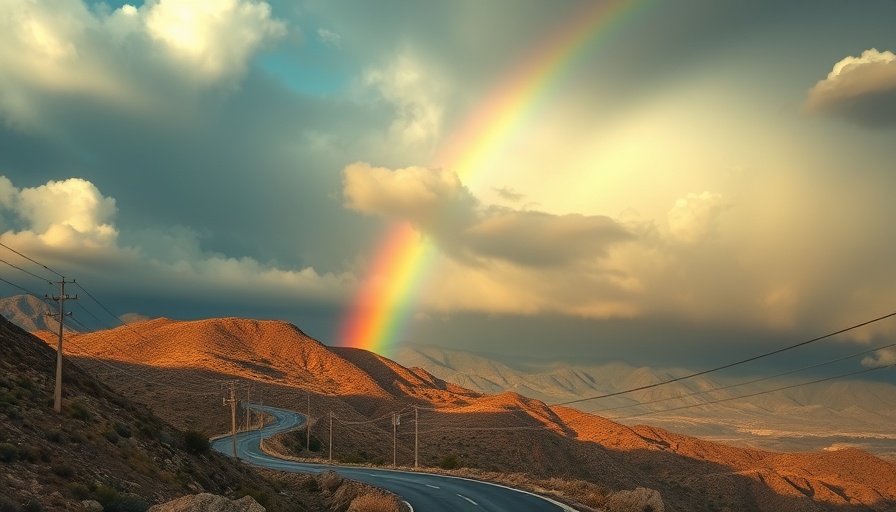 Sudden storms aftermath in Southern California with a rainbow.