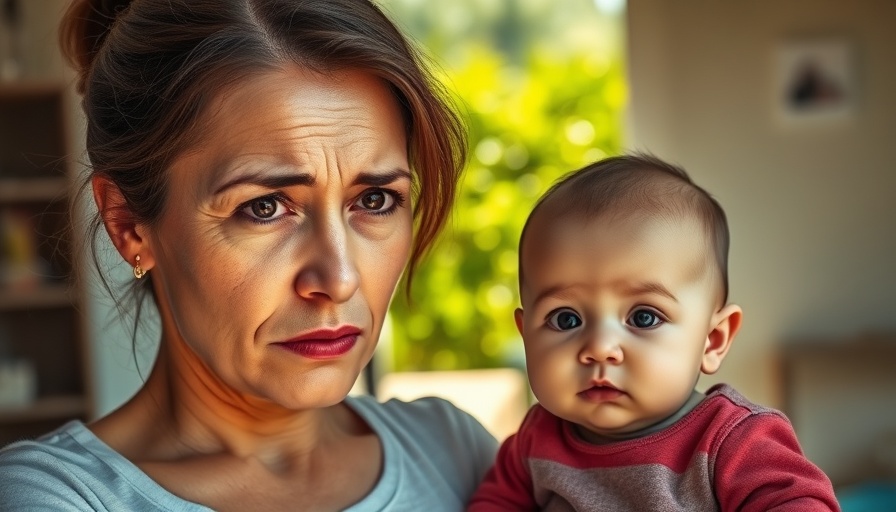 Concerned woman with baby indoors, California missing baby news.