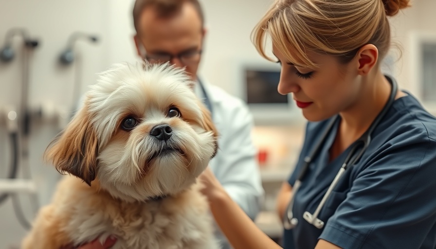 Veterinarian examining a dog during regular vet visits for dogs.