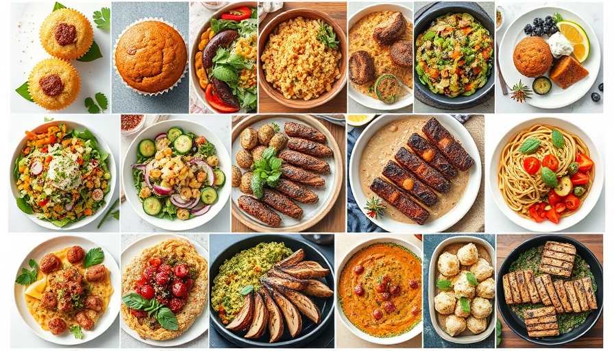 Collage of dishes from a free 7-day healthy meal plan, colorful and appetizing.
