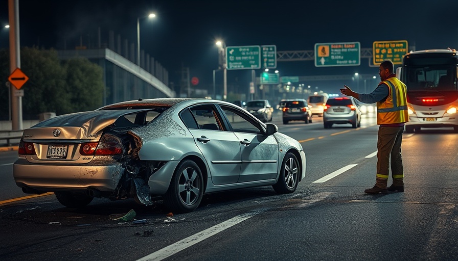 Fatal crash scene on NB 5 Freeway near Griffith Park, nighttime highway