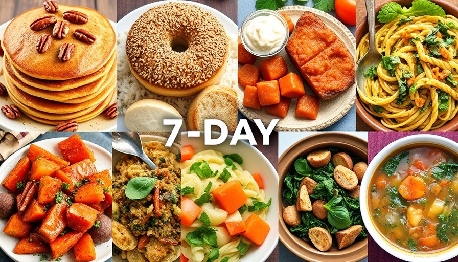 Collage of diverse meals for a 7-Day Healthy Meal Plan.