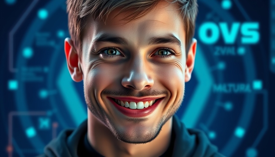 AI Mode user behavior study theme with smiling man, text and digital design.