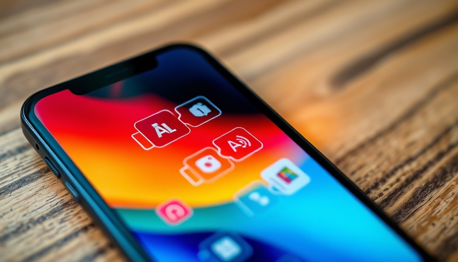 Sleek smartphone with AI interface on vibrant display.