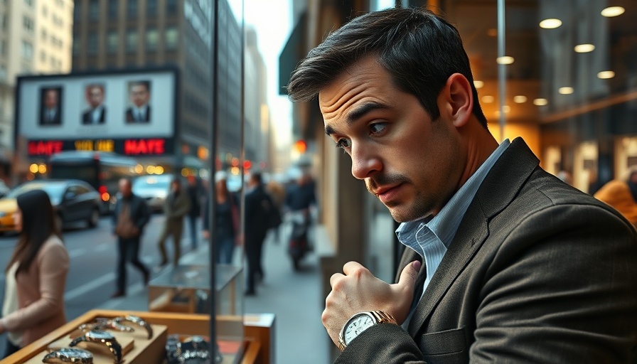 Man in Manhattan's Diamond District examines luxury watches.