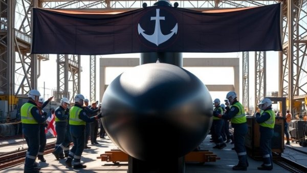 Virginia-Class Attack Submarine Barb SSN 804 keel laying ceremony with staff.