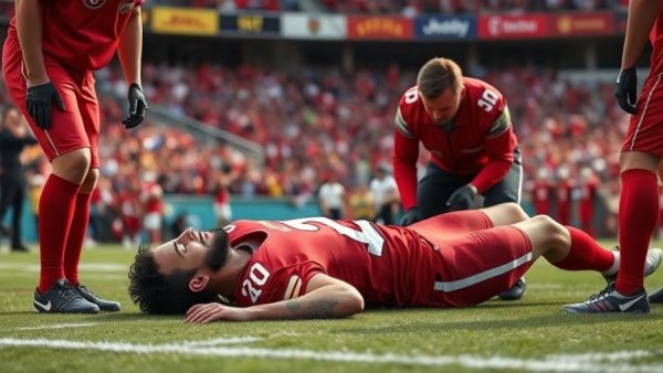 Football player injured, team staff assisting on field, Patrick Mahomes Injury Insights.